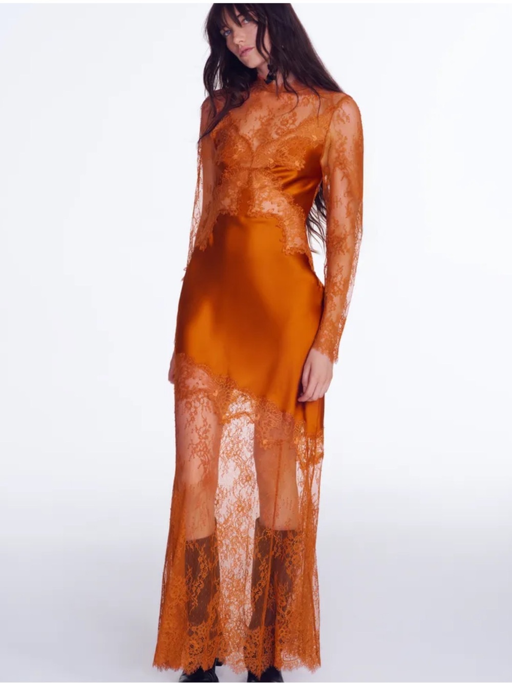 ZW collection satin lace dress